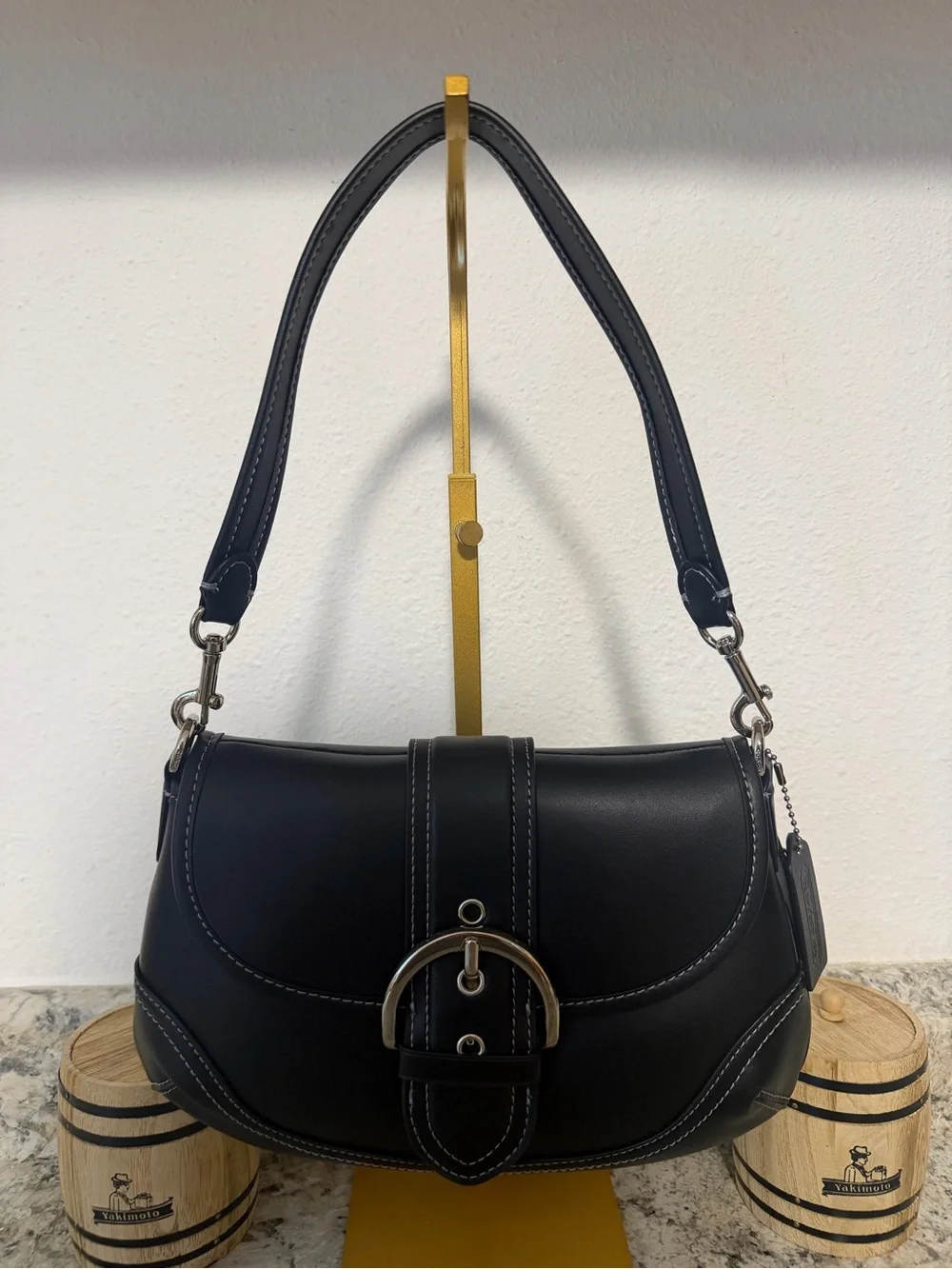 Coach Black Shoulder Bag with Silver Hardware